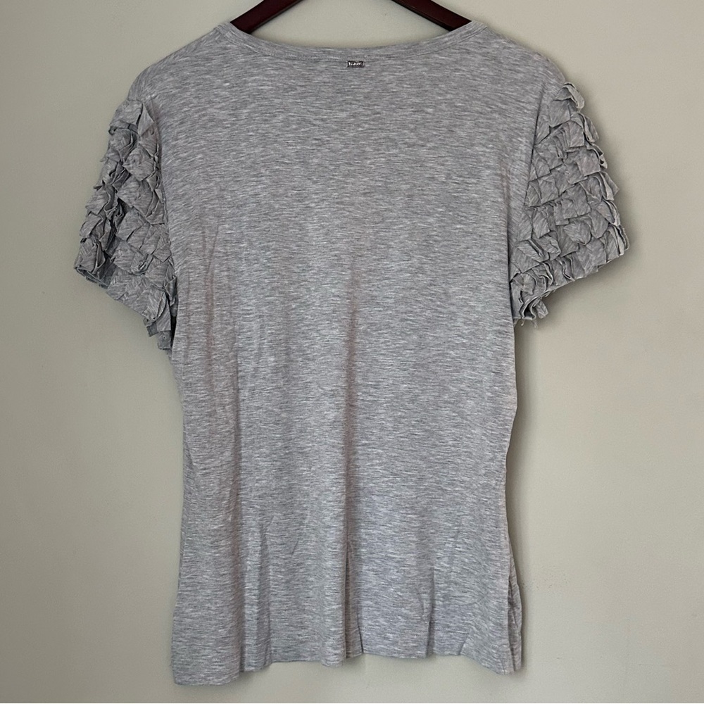 St John | Gray Ruffled Tee | Large - Picture 2 of 12